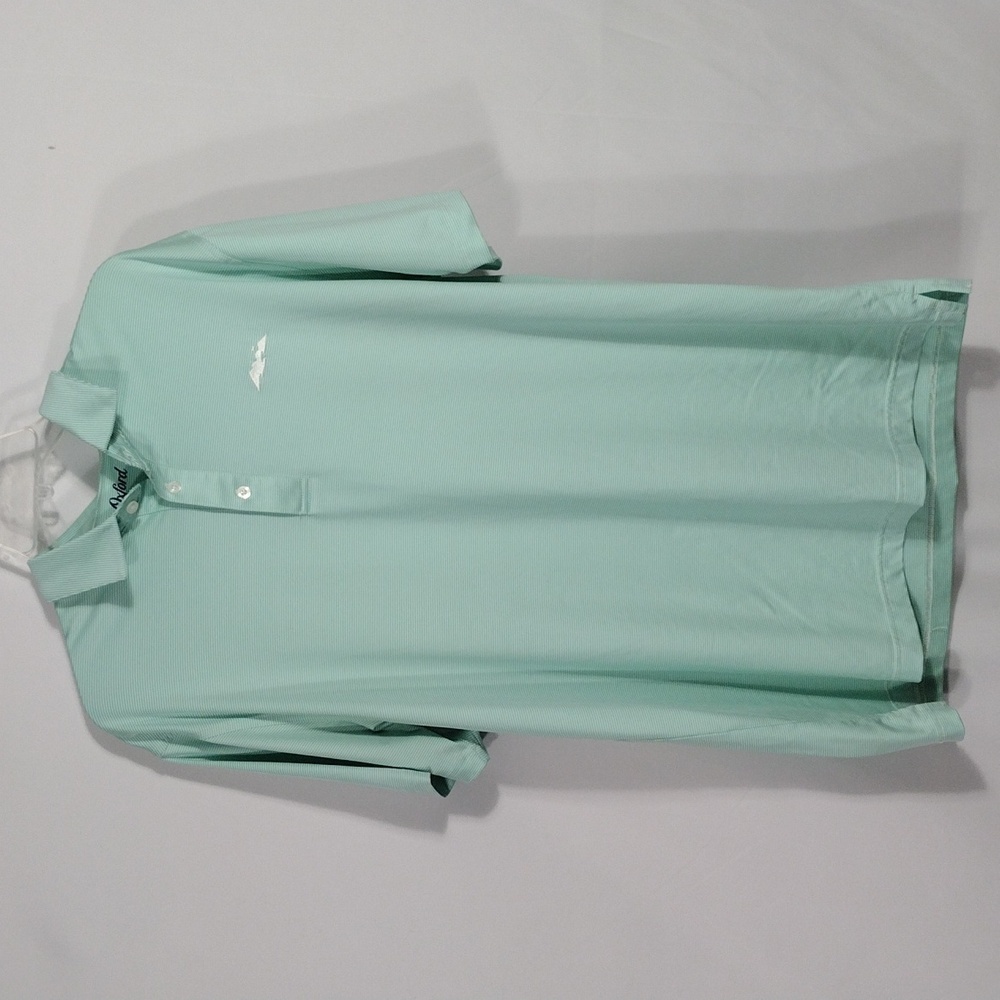 EUC Oxford Green and White Striped Golf Polo size Large